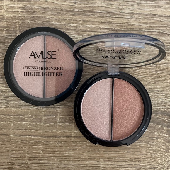 Amuse 2-in-1 Bronzer Highlighter - Light Pink/Coral - Picture 1 of 3